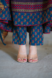 Netose Cotton blue Anarkali Suit set