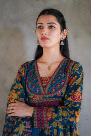 Netose Cotton blue Anarkali Suit set