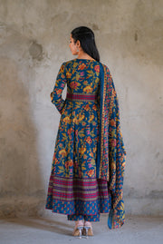 Netose Cotton blue Anarkali Suit set