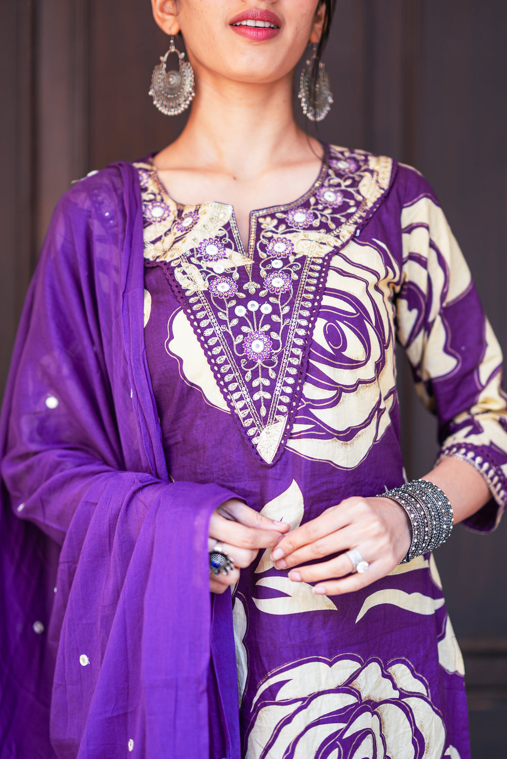 Netose Purple Floral Kurta Set – Netose By LakhNeet (I) Private Limited