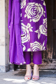 Netose Purple Floral Kurta Set