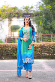 Netose polka dot Green and blue kurta set