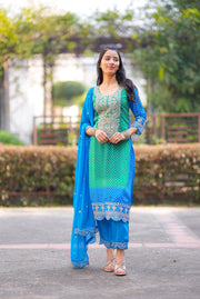 Netose polka dot Green and blue kurta set