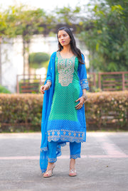 Netose polka dot Green and blue kurta set