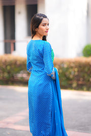Netose polka dot Green and blue kurta set