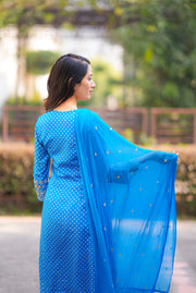 Netose polka dot Green and blue kurta set