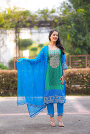 Netose polka dot Green and blue kurta set
