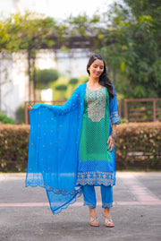 Netose polka dot Green and blue kurta set