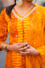 Netose Yellow Orange Tie-Dye Kurta Set