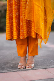 Netose Yellow Orange Tie-Dye Kurta Set