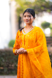 Netose Yellow Orange Tie-Dye Kurta Set