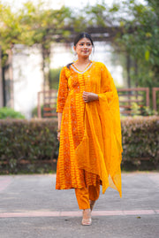 Netose Yellow Orange Tie-Dye Kurta Set