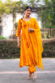 Netose Yellow Orange Tie-Dye Kurta Set