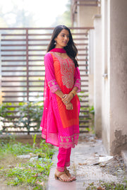 Netose Pink Orange Ombre Suit Set