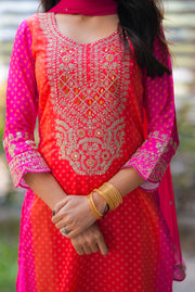 Netose Pink Orange Ombre Suit Set