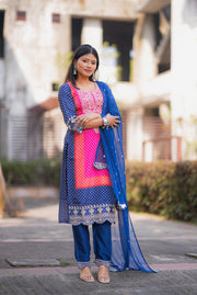 Netose polka dot pink and blue kurta set