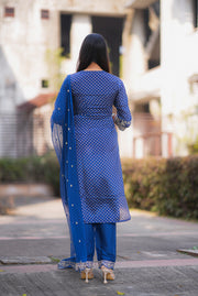Netose polka dot pink and blue kurta set