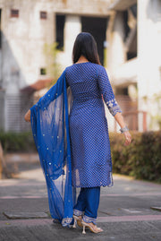 Netose polka dot pink and blue kurta set