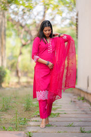Netose Pink Kurta Set With Dupatta