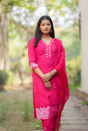Netose Pink Kurta Set With Dupatta