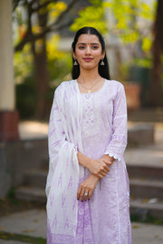Netose Cotton Straight kurta set in lavender