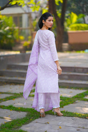 Netose Cotton Straight kurta set in lavender