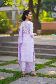 Netose Cotton Straight kurta set in lavender
