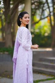 Netose Cotton Straight kurta set in lavender