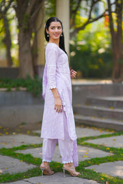 Netose Cotton Straight kurta set in lavender