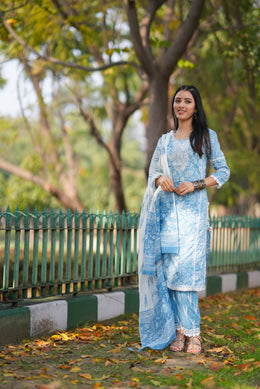 Netose blue Cotton Straight kurta