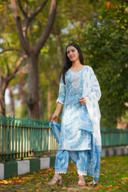 Netose blue Cotton Straight kurta