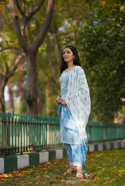 Netose blue Cotton Straight kurta
