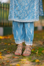 Netose blue Cotton Straight kurta