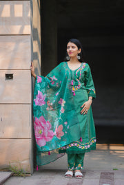 Netose Green Kurta Set with Dupatta