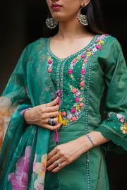 Netose Green Kurta Set with Dupatta