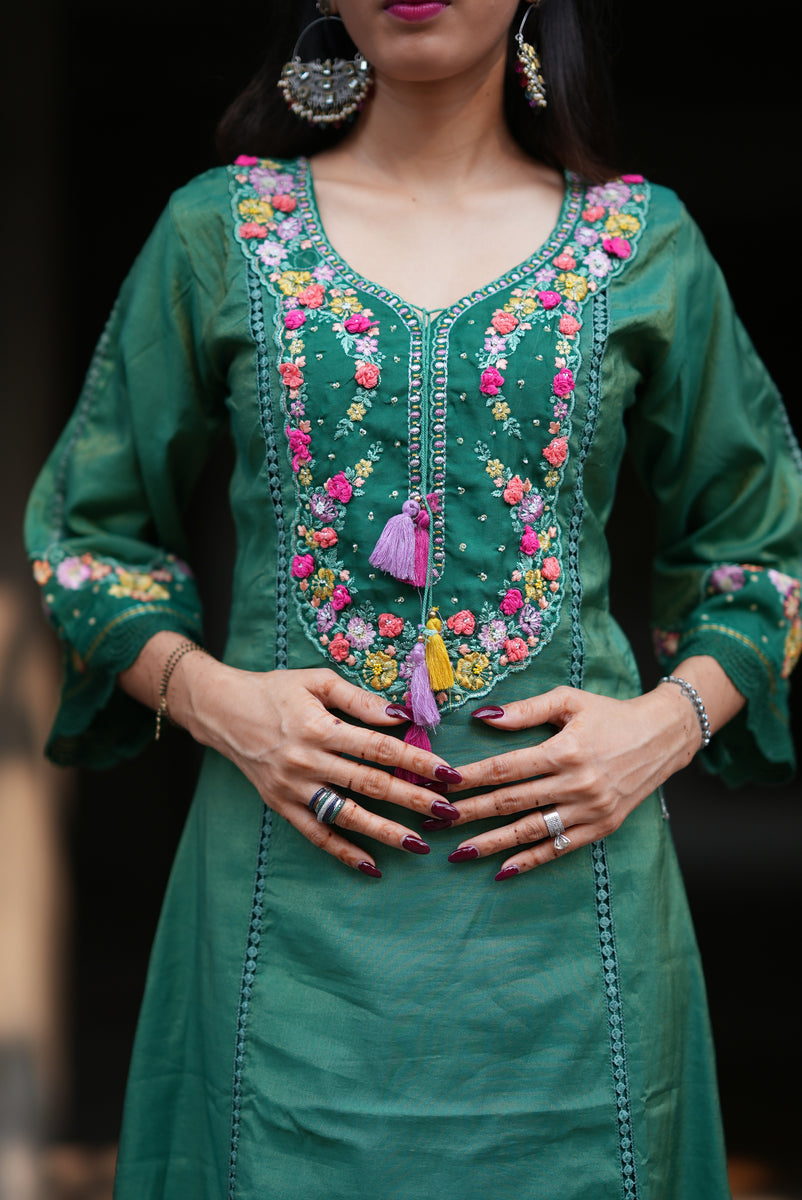 Netose Green Kurta Set with Dupatta – Netose By LakhNeet (I) Private ...