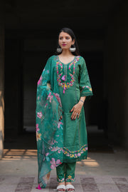Netose Green Kurta Set with Dupatta