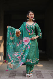 Netose Green Kurta Set with Dupatta