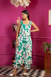 Netose Green Floral Print Kurta Set Without Dupatta