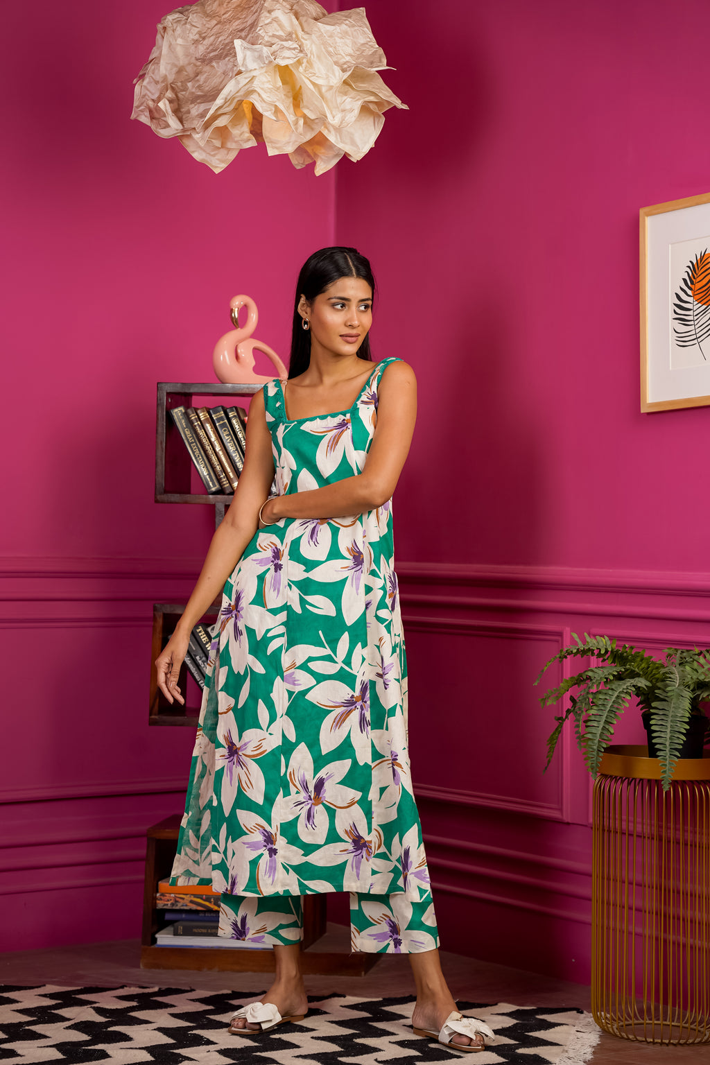 Netose Green Floral Print Kurta Set Without Dupatta – Netose By ...