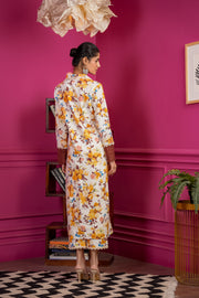 Netose White Floral Print Kurta Set