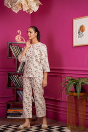 Netose White Floral Print Co-ord Set