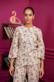 Netose White Floral Print Co-ord Set