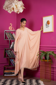 Netose Orange Kaftaan With Pearls