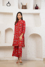 Netose Red Floral Printed Kurta Set