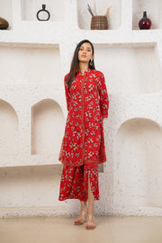 Netose Red Floral Printed Kurta Set