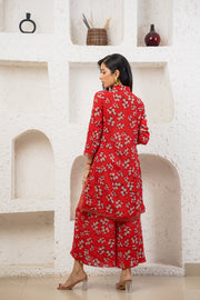 Netose Red Floral Printed Kurta Set