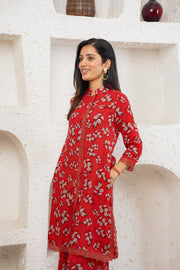Netose Red Floral Printed Kurta Set